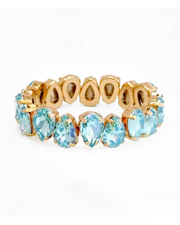 Bracelet cristal K9 - forme de goutte - bleu ciel - doré - laiton - strass - bicolore - paloma bijoux