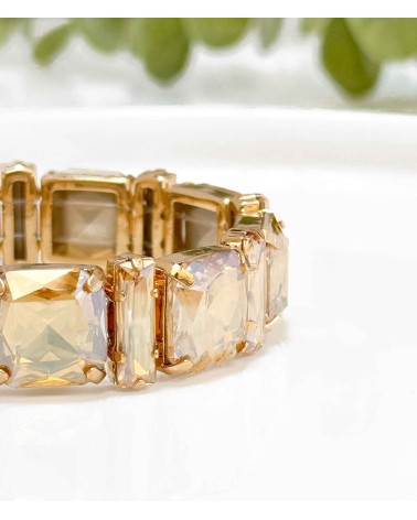 Bracelet cristal K9 - carré et rectangle - beige - doré - laiton - strass - paloma bijoux