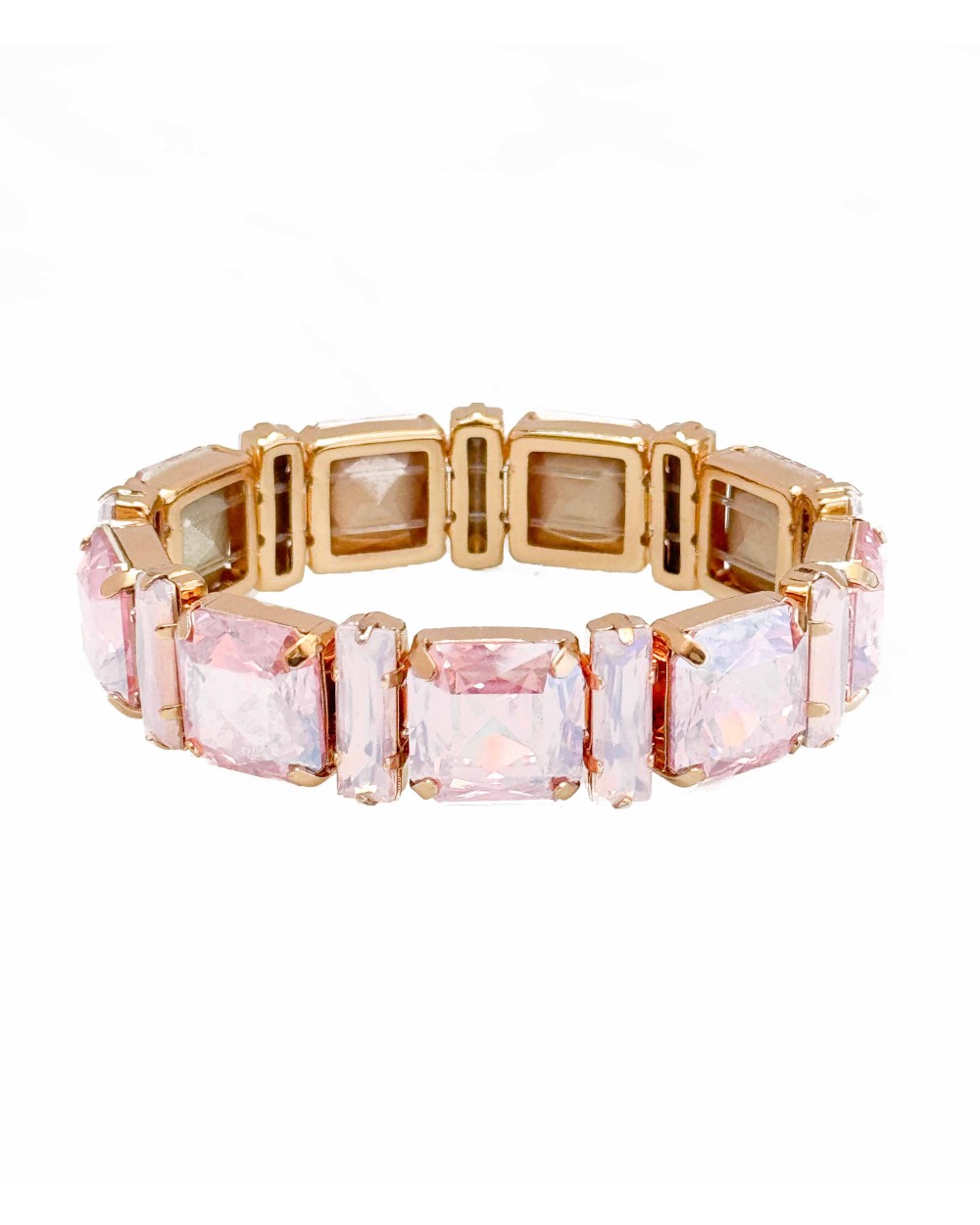 Bracelet cristal K9 - rectangle et carré - rose - doré - laiton - strass - bicolore - paloma bijoux