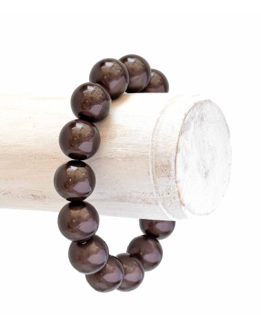 Bracelet boule - marron - résine - léger - élastique - perle - paloma bijoux - été - couleur - coloré