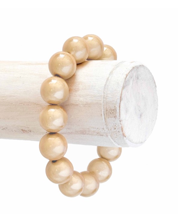 Bracelet boule - beige - léger - élastique - perle - paloma bijoux - été - couleur - coloré