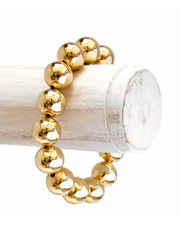 Bracelet boule - doré - résine - léger - élastique - perle - paloma bijoux - été - couleur - coloré
