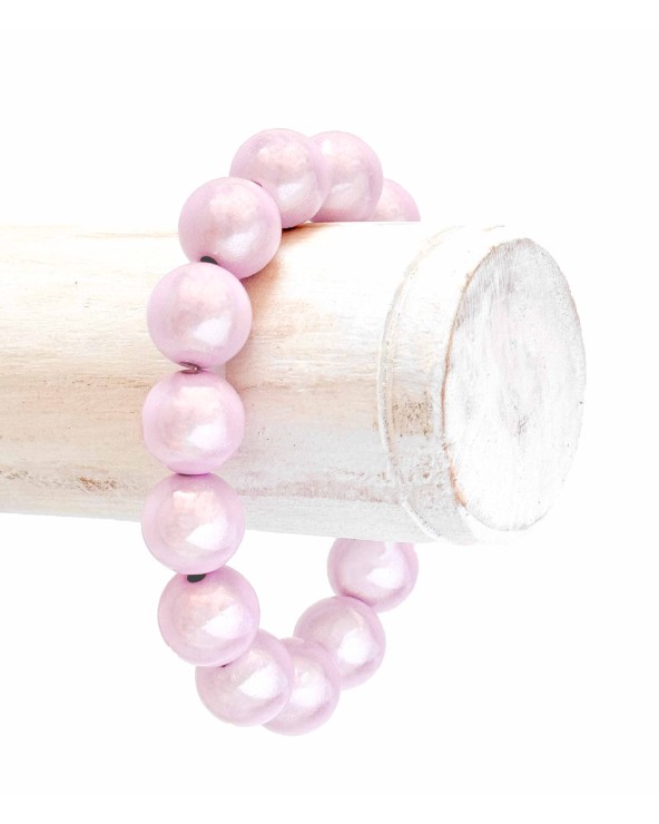 Bracelet boule - rose - violet - Lila -  résine - léger - élastique - perle - paloma bijoux - été - couleur - coloré
