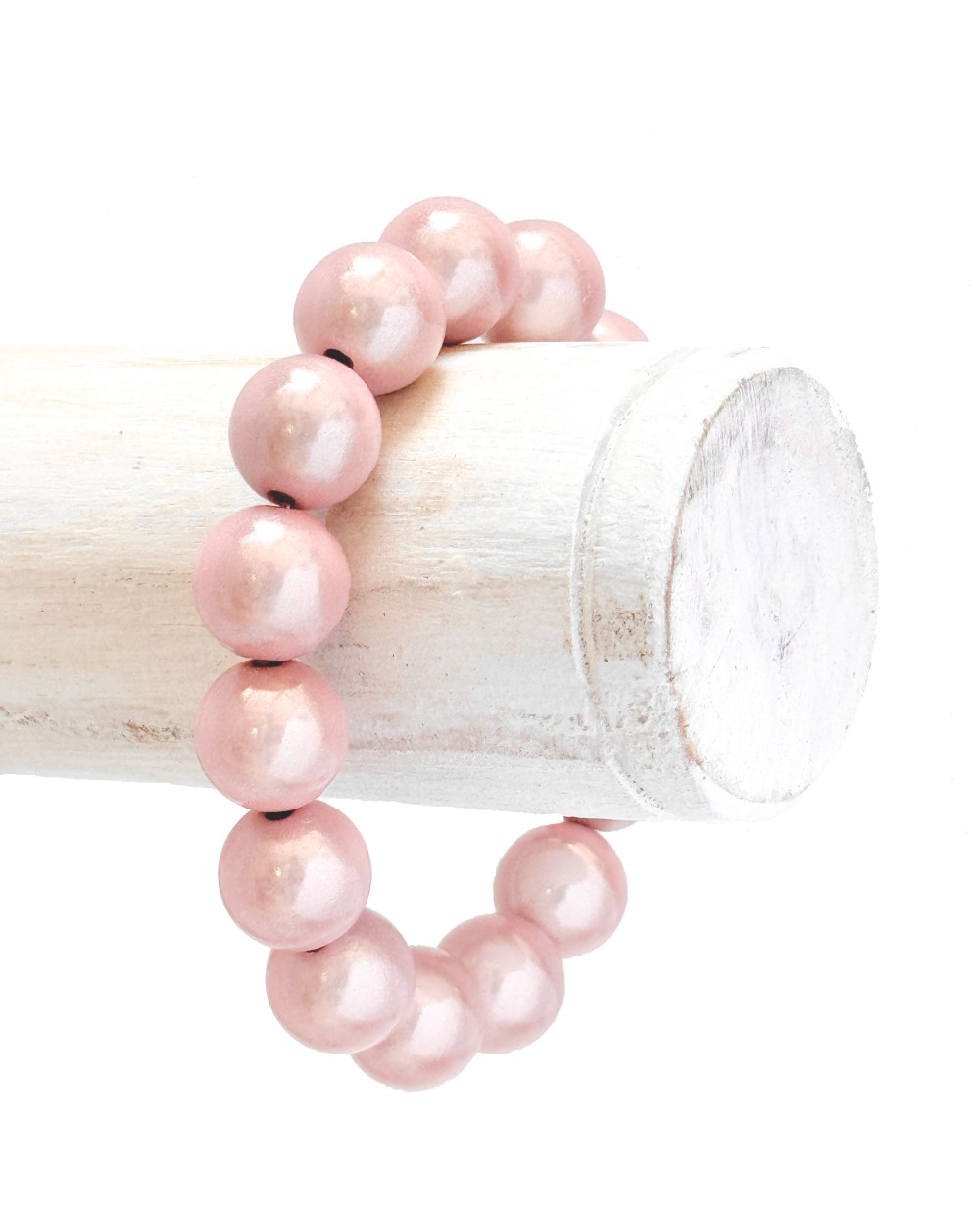 Bracelet boule - rose poudré - Lila -  résine - léger - élastique - perle - paloma bijoux - été - couleur - coloré