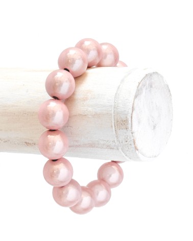 Bracelet boule - rose poudré - Lila -  résine - léger - élastique - perle - paloma bijoux - été - couleur - coloré