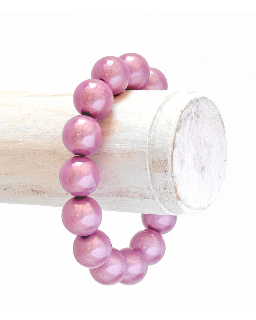 Bracelet boule - violet -  résine - léger - élastique - perle - paloma bijoux - été - couleur - coloré
