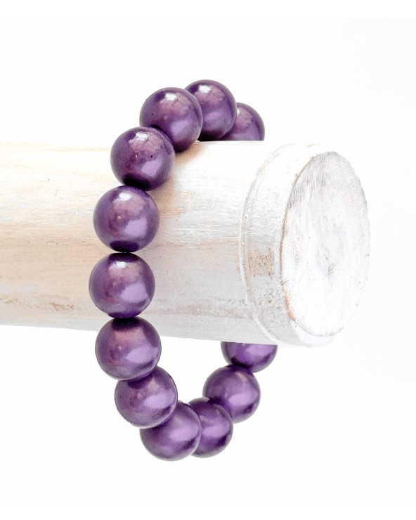 Bracelet boule - violet -  résine - léger - élastique - perle - paloma bijoux - été - couleur - coloré