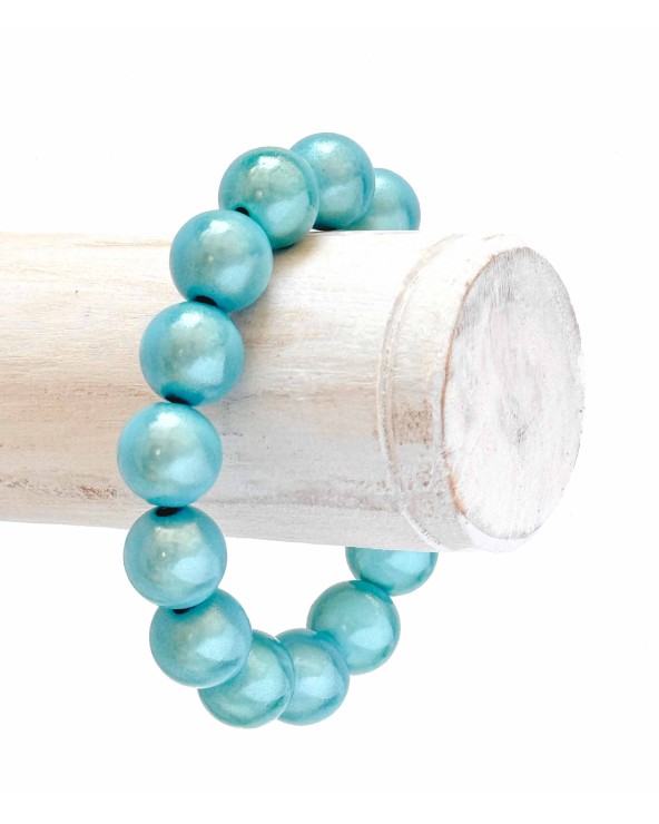 Bracelet boule - bleu -  résine - léger - élastique - perle - paloma bijoux - été - couleur - coloré