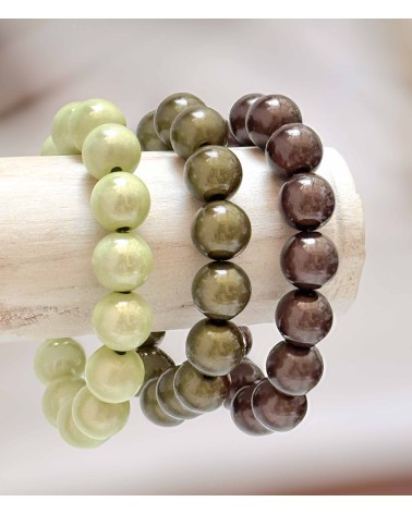 Bracelet boule - vert pomme - vert clair - résine - léger - élastique - perle - paloma bijoux - été - couleur - coloré