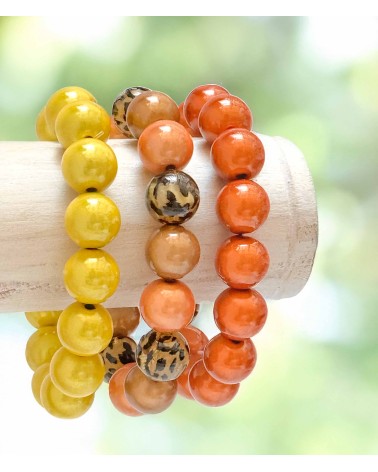 Bracelet boule - jaune - résine - léger - élastique - perle - paloma bijoux - été - couleur - coloré