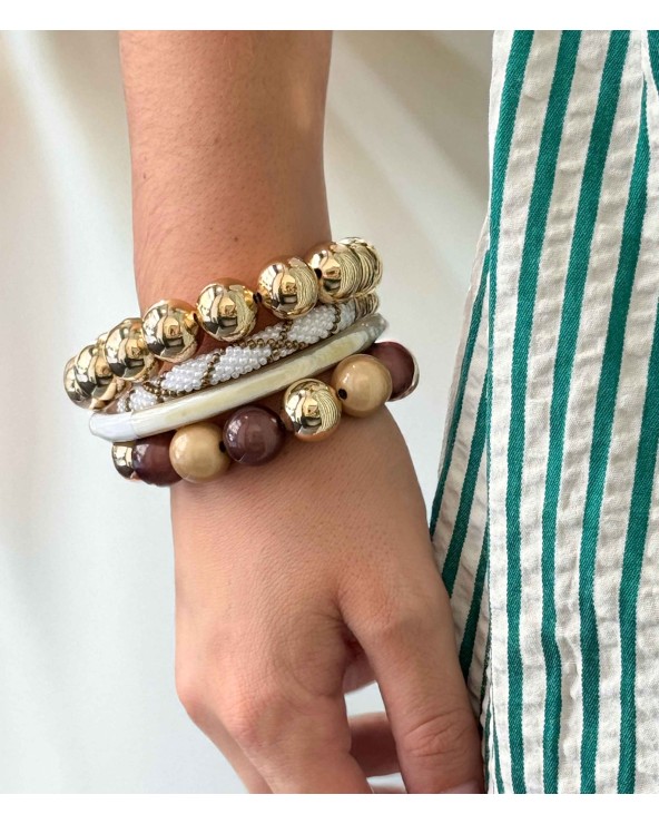 Bracelet boule - doré - résine - léger - élastique - perle - paloma bijoux - été - couleur - coloré