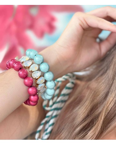 Bracelet boule - bleu -  résine - léger - élastique - perle - paloma bijoux - été - couleur - coloré
