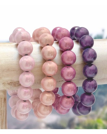Bracelet boule - rose - violet - Lila -  résine - léger - élastique - perle - paloma bijoux - été - couleur - coloré
