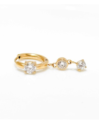 Boucles d'oreilles - pendantes - doré - strass - créole - acier inoxydable  - paloma bijoux