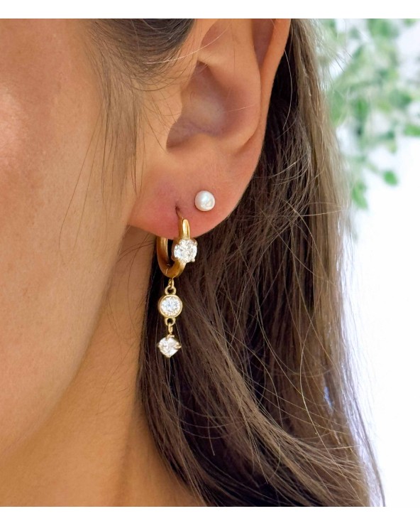 Boucles d'oreilles - pendantes - doré - strass - créole - acier inoxydable  - paloma bijoux