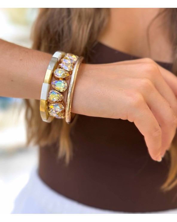 Bracelet cristal K9 - gouttes - holographique - doré - laiton - strass - paloma bijoux
