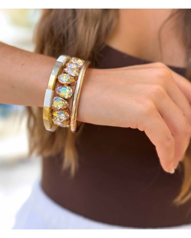 Bracelet cristal K9 - gouttes - holographique - doré - laiton - strass - paloma bijoux
