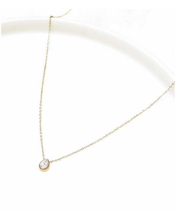 Collier - long - acier inoxydable - diamant - chaîne - goutte - décolleté - rouille pas -