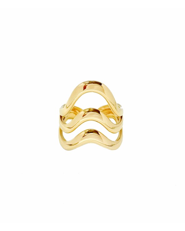 Bague - doré - large - acier inoxydable - vague - multirangs - ne rouille pas - paloma bijoux