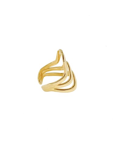 Bague - doré - large - acier inoxydable - vague - multirangs - ne rouille pas - paloma bijoux