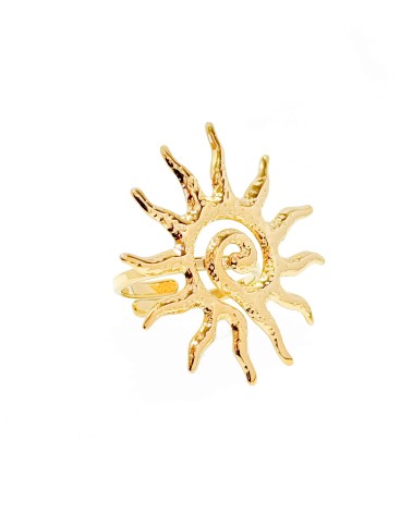 bague - soleil - spirale - martelée - acier inoxydable - doré - rouille pas - Paloma bijoux