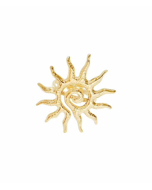 bague - soleil - spirale - martelée - acier inoxydable - doré - rouille pas - Paloma bijoux