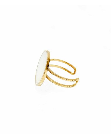 Bague - acier inoxydable - holographique - nacre - blanc - rouille pas - main - paloma bijoux