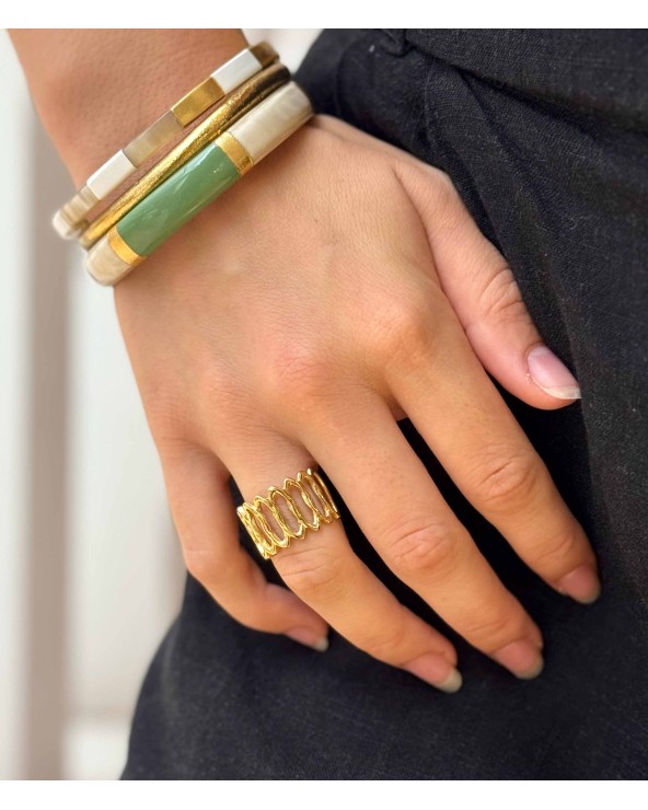 Bague - acier inoxydable - oval  - martelée - ajustable - rouille pas - main - paloma bijoux