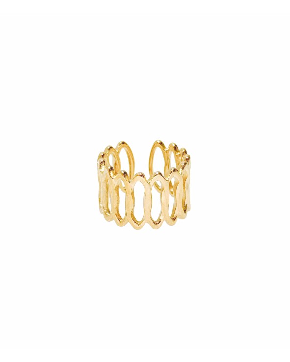 Bague - acier inoxydable - oval  - martelée - ajustable - rouille pas - main - paloma bijoux