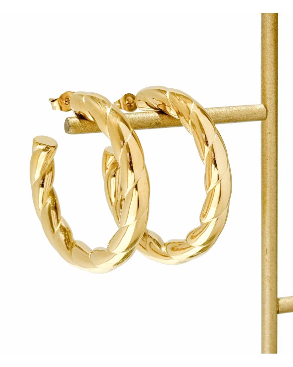 Boucles d'oreilles - créoles - large - imposante - torsadé - acier inoxydable - été - rouille pas - plage - paloma bijoux
