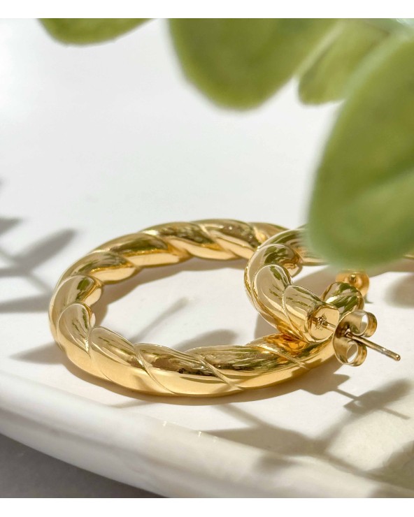 Boucles d'oreilles - créoles - large - imposante - torsadé - acier inoxydable - été - rouille pas - plage - paloma bijoux