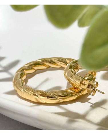 Boucles d'oreilles - créoles - large - imposante - torsadé - acier inoxydable - été - rouille pas - plage - paloma bijoux