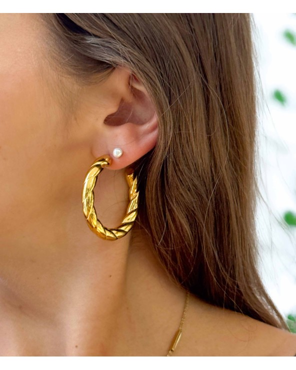 Boucles d'oreilles - créoles - large - imposante - torsadé - acier inoxydable - été - rouille pas - plage - paloma bijoux