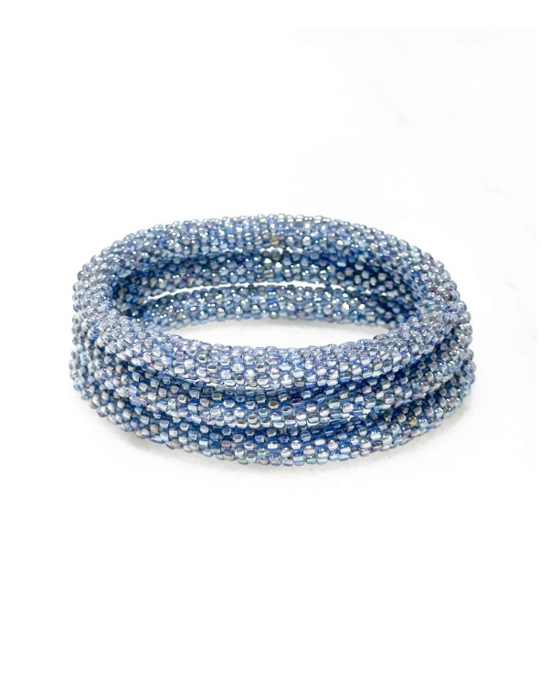 Bracelet népalais - bleu - coloré - métallisé - perles - tissé à la main - été