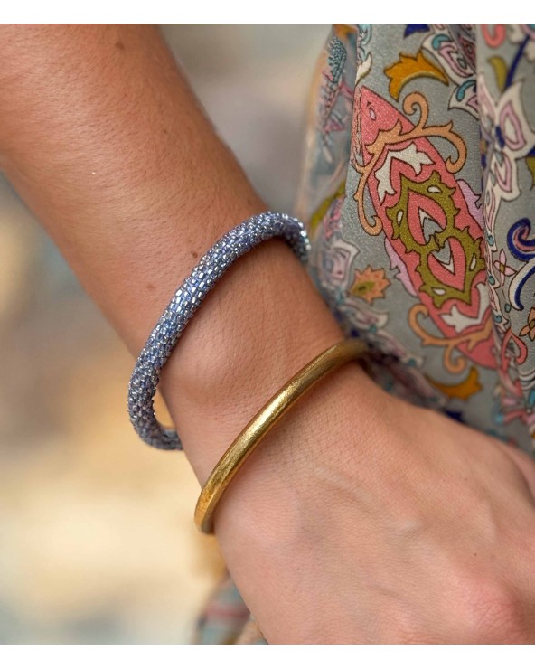 Bracelet népalais - bleu - coloré - métallisé - perles - tissé à la main - été