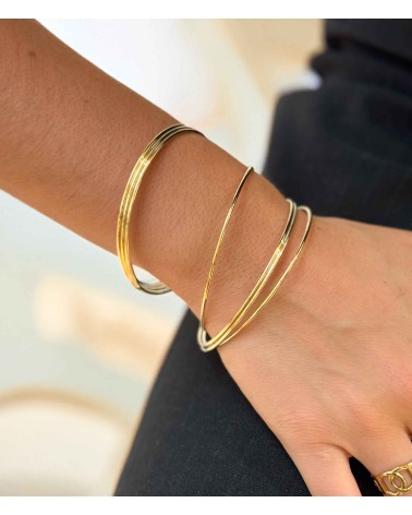 Semainier - jonc - 7 bracelets - fin - doré - acier inoxydable - bruit - large - accumulation - Paloma Bijoux