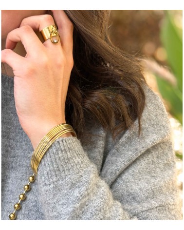 Semainier - jonc - 7 bracelets - fin - doré - acier inoxydable - bruit - large - accumulation - Paloma Bijoux