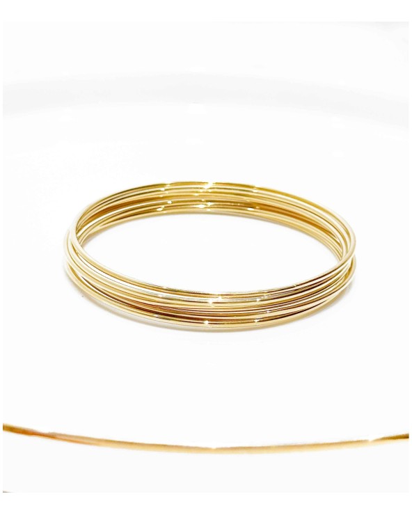 Semainier - jonc - 7 bracelets - fin - doré - acier inoxydable - bruit - large - accumulation - Paloma Bijoux
