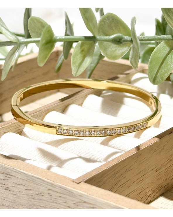 Jonc - doré - strass - acier inoxydable - fermoirs - bijoux - paloma bijoux - ne rouille pas