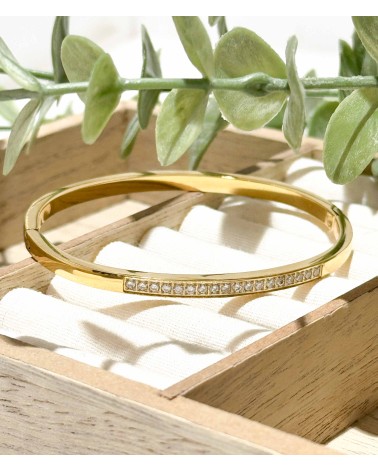 Jonc - doré - strass - acier inoxydable - fermoirs - bijoux - paloma bijoux - ne rouille pas