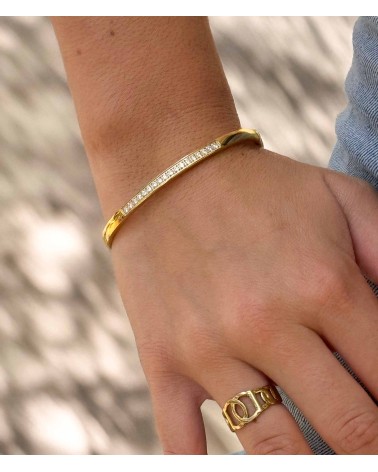 Jonc - doré - strass - acier inoxydable - fermoirs - bijoux - paloma bijoux - ne rouille pas