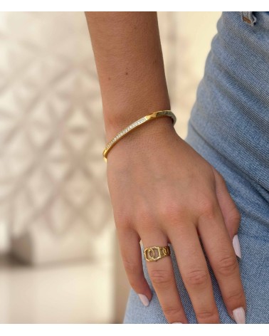 Jonc - doré - strass - acier inoxydable - fermoirs - bijoux - paloma bijoux - ne rouille pas