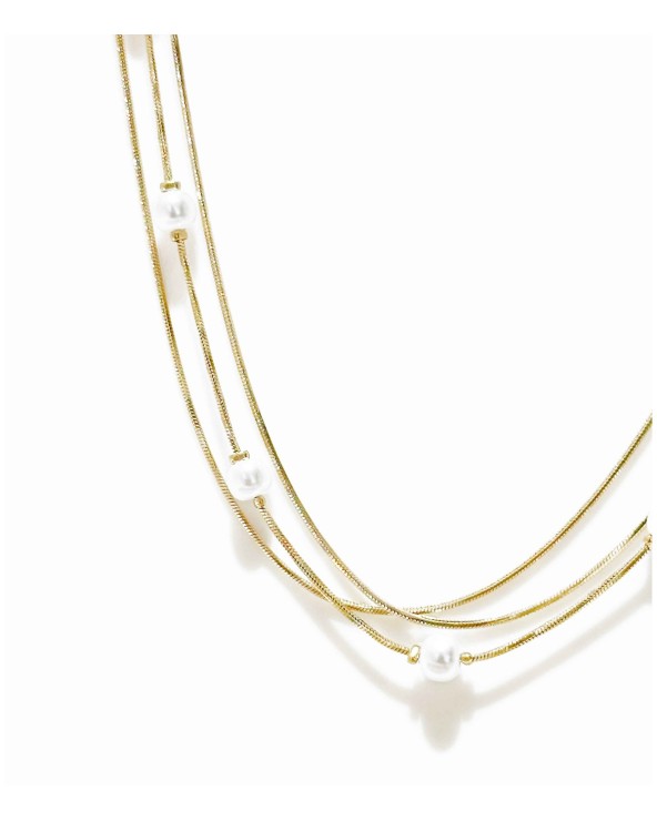 Collier - acier inoxydable - perle - multirangs - blanc - paloma bijoux