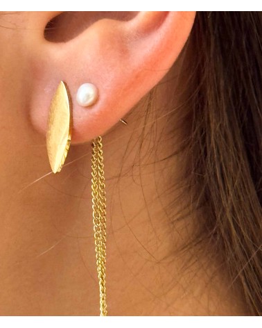 Boucles d'oreilles - acier inoxydable - doré - pétale - feuille - ne rouille pas - paloma bijoux