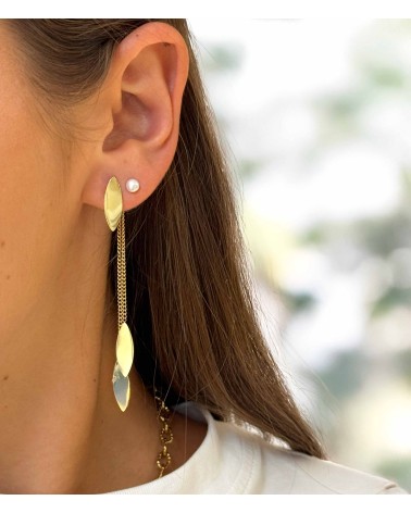 Boucles d'oreilles - acier inoxydable - doré - pétale - feuille - ne rouille pas - paloma bijoux