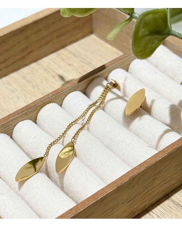 Boucles d'oreilles - acier inoxydable - doré - pétale - feuille - ne rouille pas - paloma bijoux