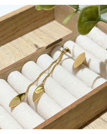 Boucles d'oreilles - acier inoxydable - doré - pétale - feuille - ne rouille pas - paloma bijoux