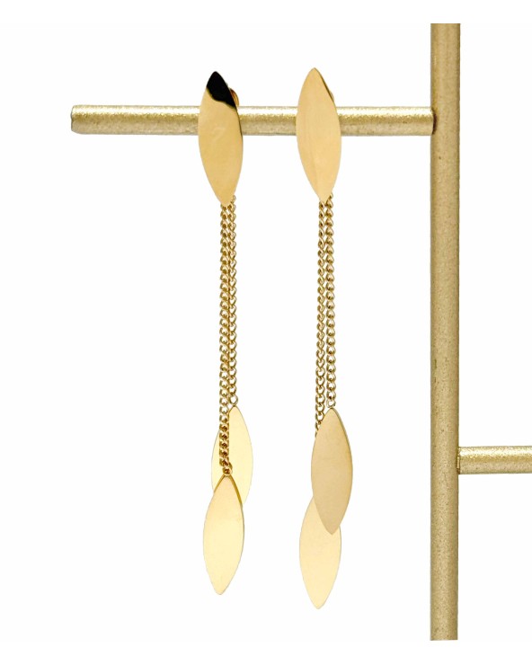 Boucles d'oreilles - acier inoxydable - doré - pétale - feuille - ne rouille pas - paloma bijoux