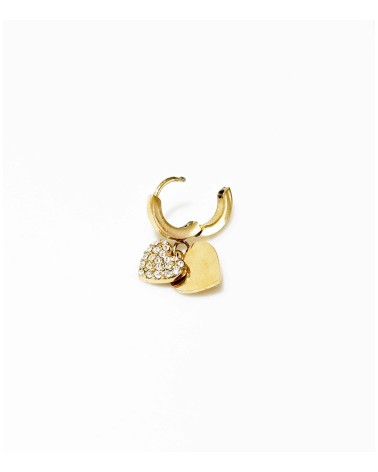 Boucles d'oreilles - mini créoles - doré - strass - coeur - paloma bijoux - pampille - acier inoxydable