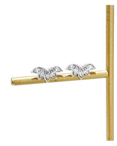 Boucles d'oreilles - puces d'oreilles- doré - strass - fleur - lotus - paloma bijoux - pampille - acier inoxydable
